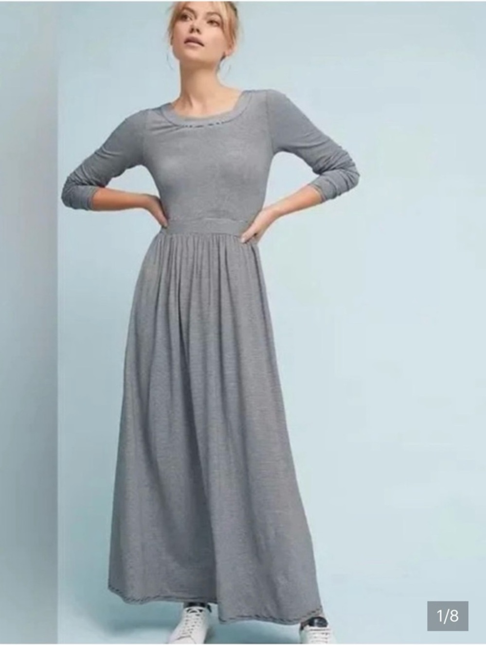 Sunday in Brooklyn Navy and White Stripe Maxi Dress